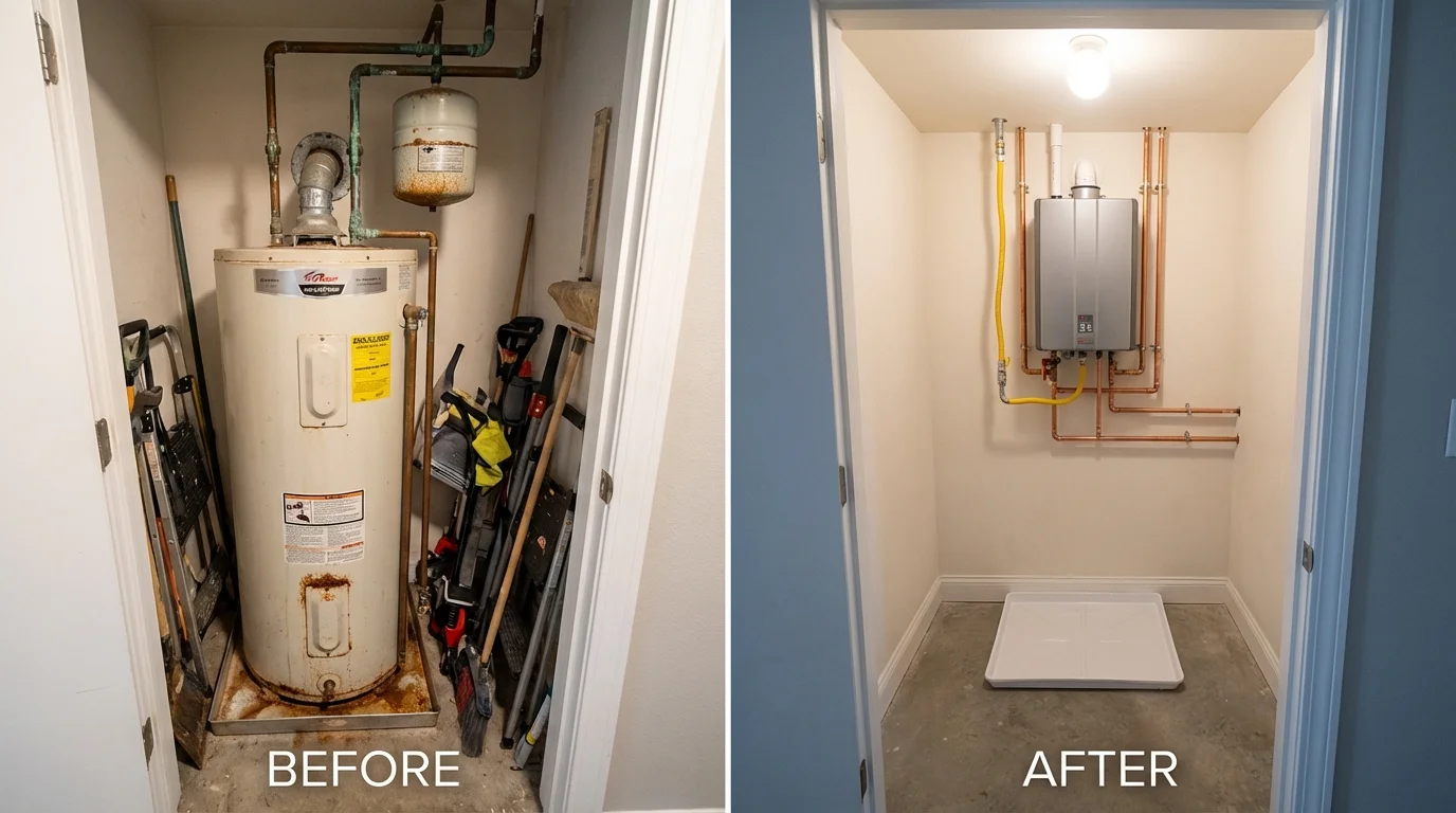 Tank water heater versus wall-mounted tankless unit comparison for Newark, NJ homeowners