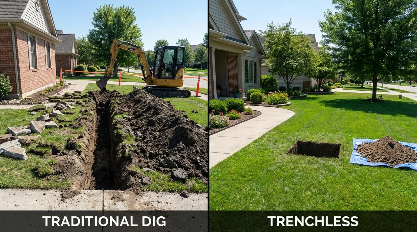 Trenchless sewer repair with minimal yard damage versus traditional excavation in Newark, NJ